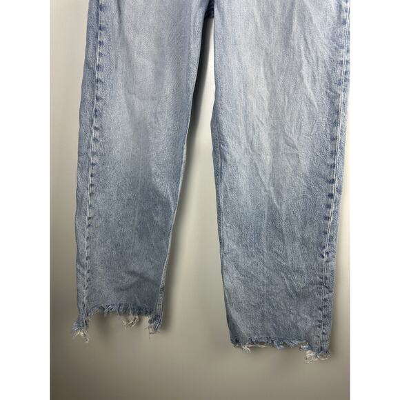 Reformation Wilder High Rise Wide Leg Cropped Jeans Raw Hem Rigid Denim Size 28 - Picture 10 of 14